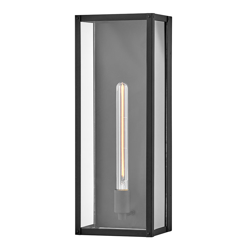 Hinkley Max Large Wall Mount Lantern, 20" H x 7.5" W x 6" D, Black