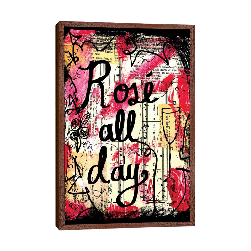 Rose All Day by Elexa Bancroft - Print on Canvas, Classic Brown Wood Framed, 66.04 cm H x 45.72 cm W