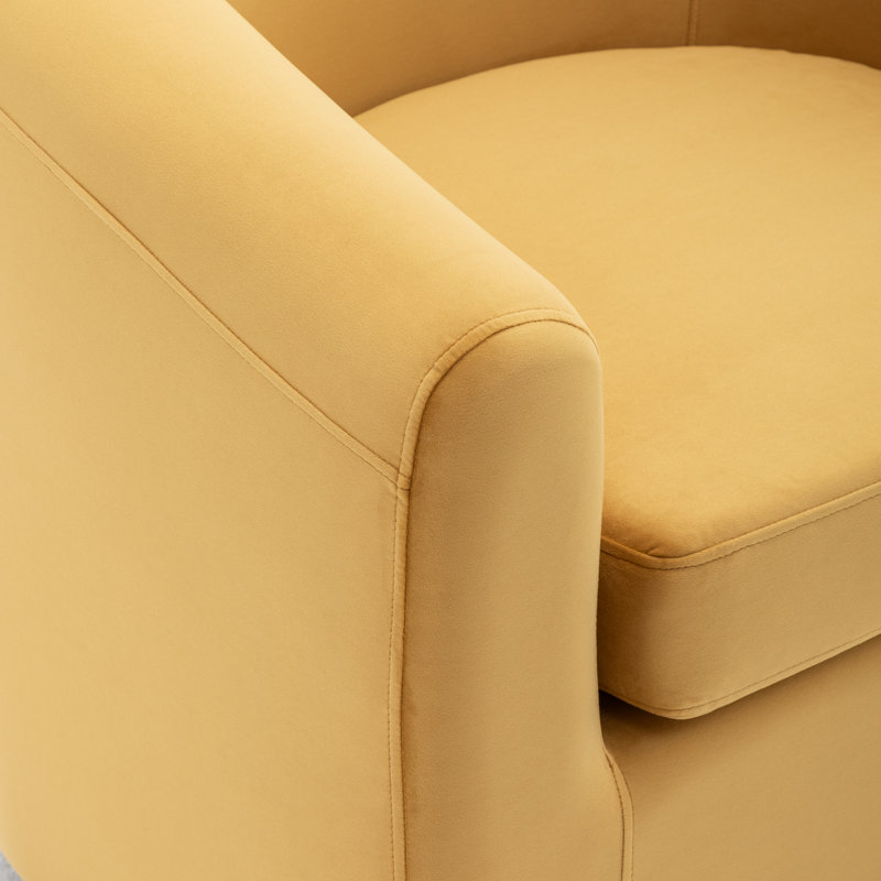Richard  Upholstered Velvet Swivel Barrel Chair, Yellow
