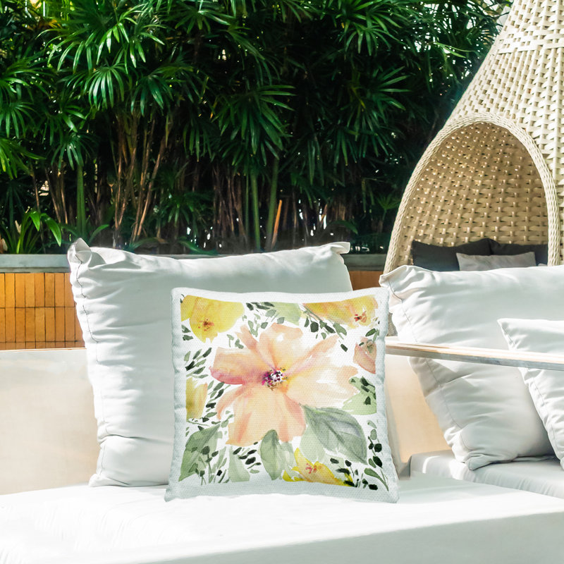 Coussin décoratif imprimé oiseaux Birds Eye Flowers par Lanie Loreth