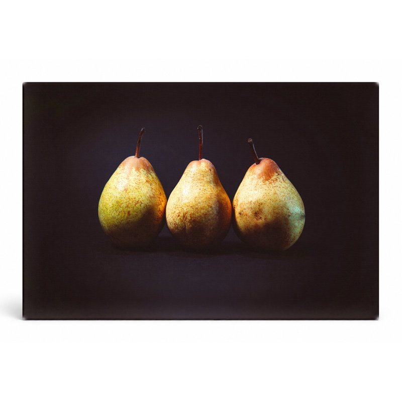 «Three Pears Still Life», art mural sur toile paysage, 18" W x 12" H