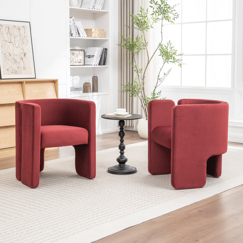 Jaimyn Upholstered Barrel Chair, Red Velvet