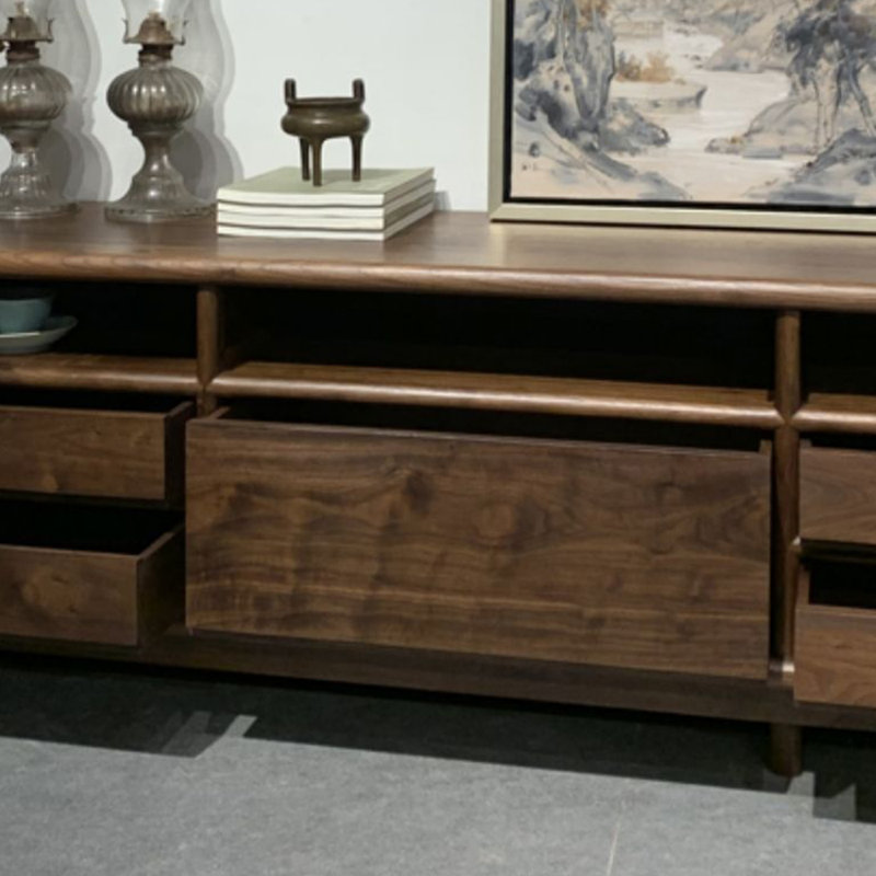 Meuble télé en bois de noyer noir durable, 88.58"