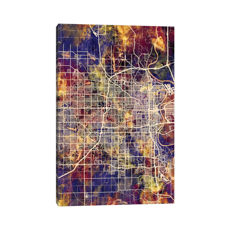 Omaha Nebraska City Map II by Michael Tompsett - Wrapped Canvas Gallery-Wrapped Canvas Giclée, 20.32 cm H x 30.48 cm W