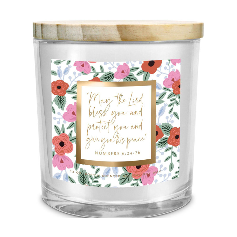 Bougie de soja à motif floral «May The Lord Bless You»