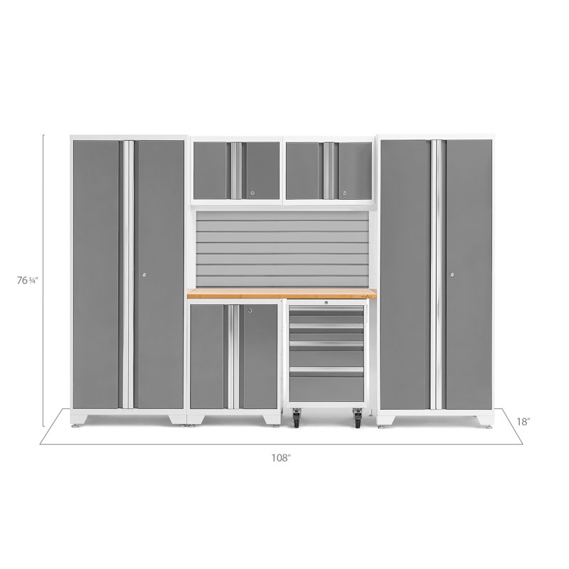 Bold Series 7 Piece Complete Storage System Set, No Light, Platinum, Bamboo