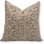 Coussin en lin épais fait à la main de couleur rouge et vert, par 22 po