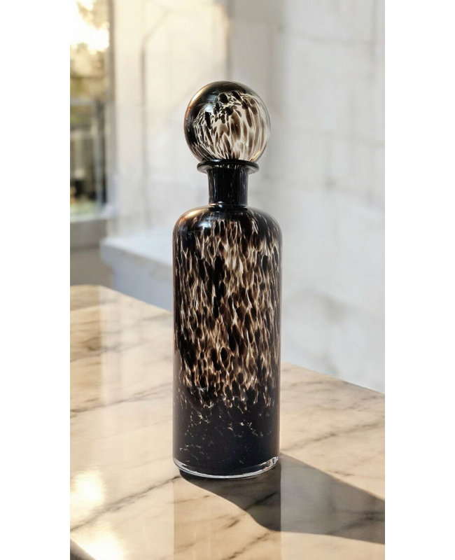 Handmade Glass Decorative Urns & Jars, 52cm H  x 15.8cm W  x 15.8cm D, Black/White