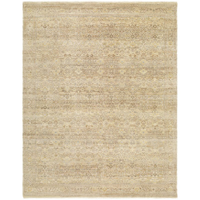 Zeenat Hand Knotted Wool Area Rug in Beige