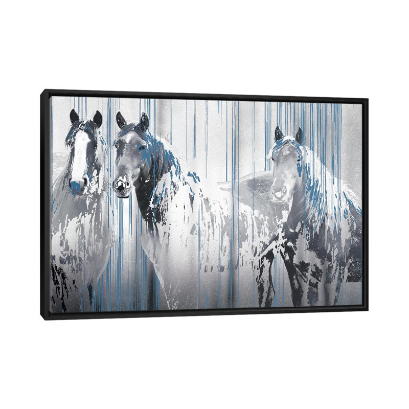 «Threes Company», reproduction d'impression sur toile, H 18 po x l 26 po x P 1,5 po, Toile avec cadre noir, Pas de tapis