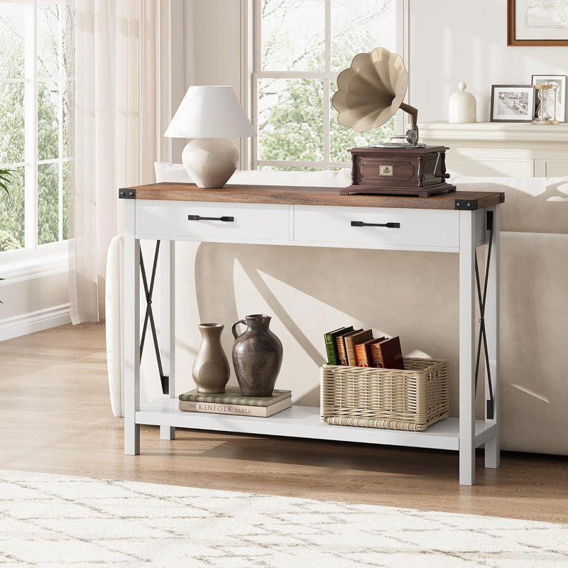 110cm Console Table, Brown/White