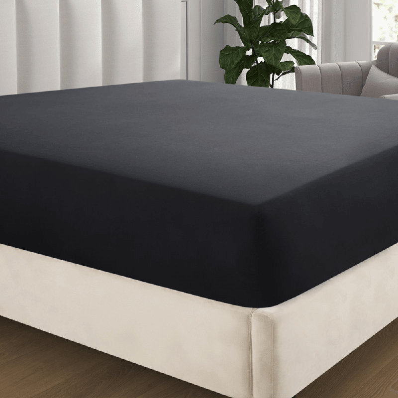 Angeliza Microfiber Standard Fitted Sheet, Black, Double (4'6)