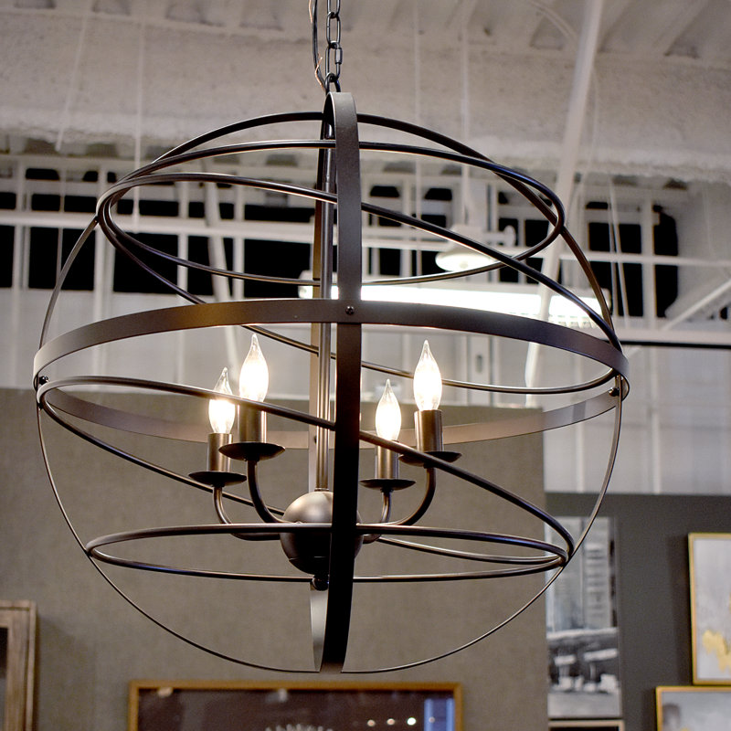 Lustre orbe 4 lumières au fini noir mat