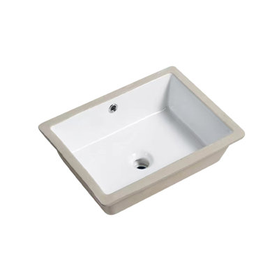 18.31 In. Undermount Rectangular Ceramic Bathroom Sink In Milk White With Overflow
