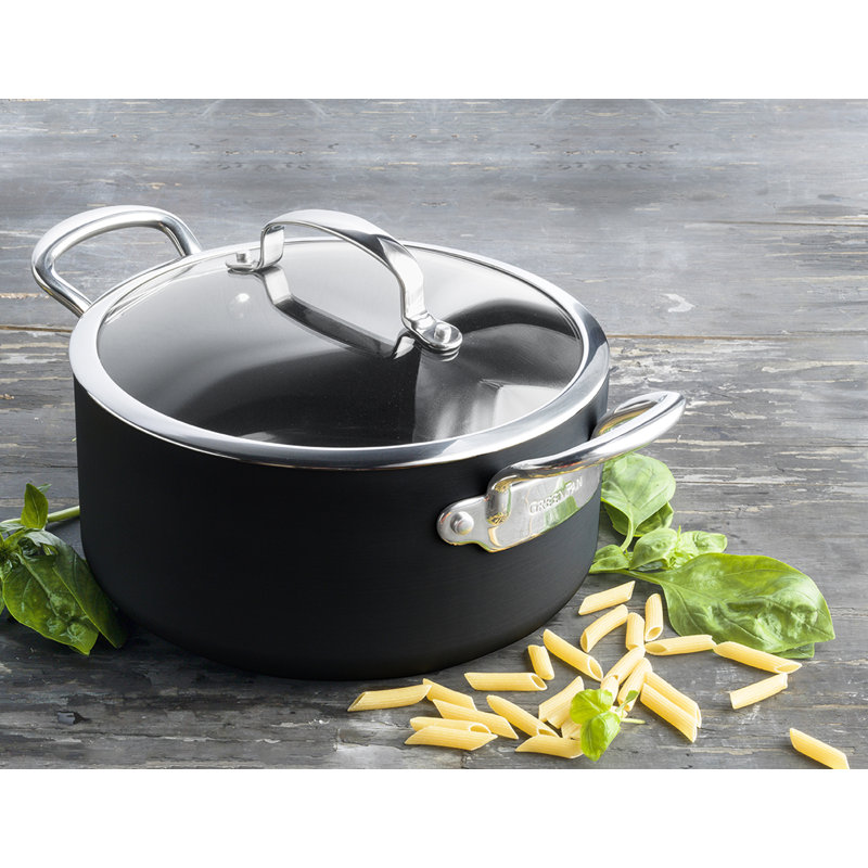 GreenPan Barcelona Black Aluminium Non-Stick 24cm/5.1 Litres Casserole with Lid