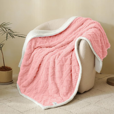 Sherpa Fleece Throw Blanket - Soft Fluffy Warm Cozy Plush Fuzzy Blanket With Elegant 3D Pattern For Couch Sofa Bed