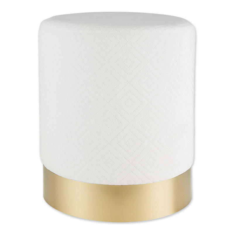 TABOURET EN VELOURS BLANC, Blanc
