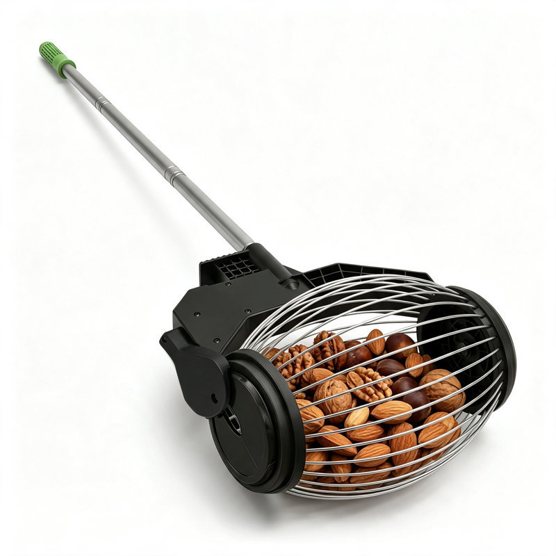 Rouleau ramasse-noix d'une capacité de 1,8 gallon avec porte à pédale, outil de ramassage de gros glands pour pacanes, noix, châtaignes et autres grosses noix