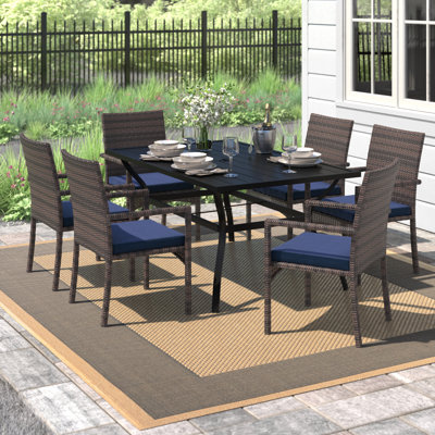 6-Person Patio Dining Set with Rectangular Table