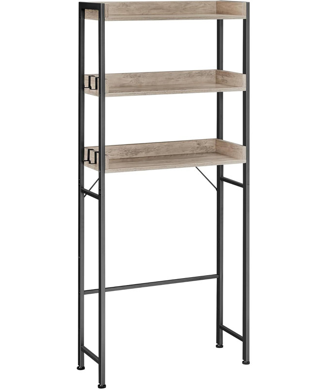 Mistry Freestanding Over The Toilet Storage, Greige/Black