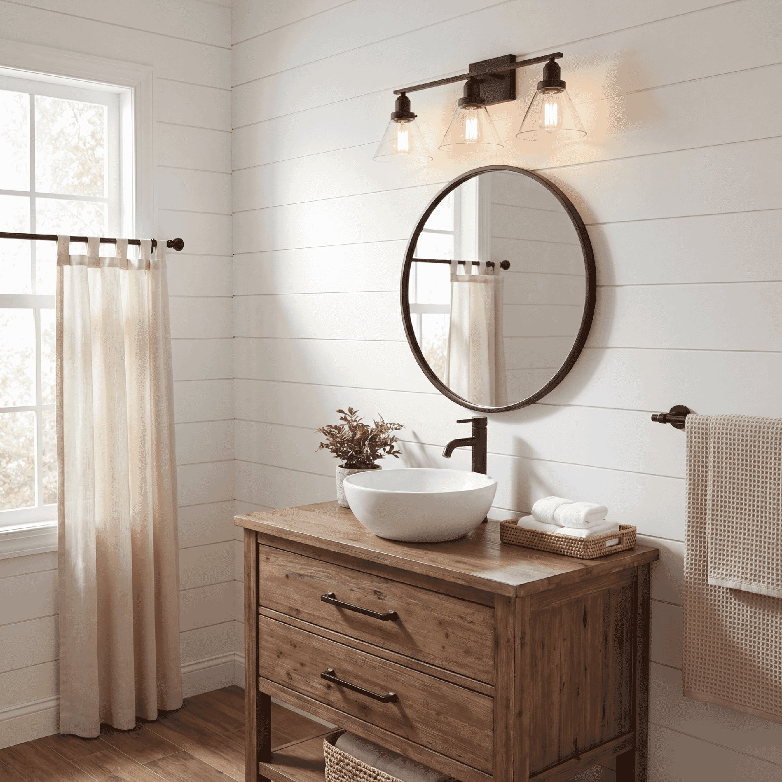 Catalina 3-Light Dimmable Bath Sconce, Warm Brass