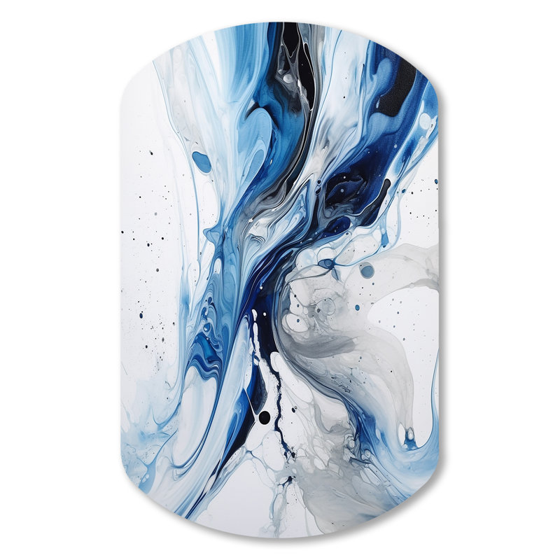 Bleu et gris Elixir éthéré I - Art mural asymétrique en forme de cylindre abstrait, H 31 po x l 19 po