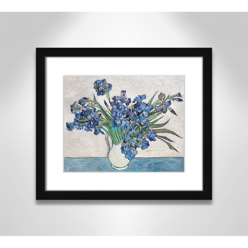 Imprimé iris bleu par Vincent Van Gogh, H 15 po x l 13 po, Blanc, Encadré de boîte noir
