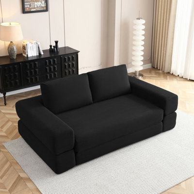 81" Convertible Sofa Bed,3 In 1 Folding Floor Couch Corduroy Fold Out Couch Bed Futon Sleeper Mattress With Pillows,Boneless Sofa Comfy Lounge Loveseat For Living Room, Bedroom