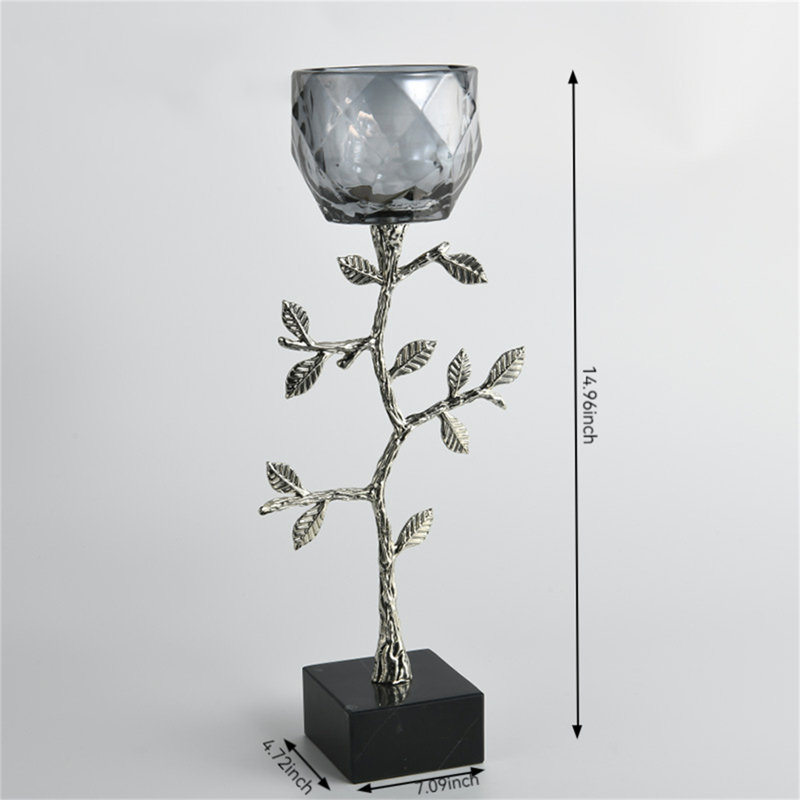 Bougeoir de table en verre, H 14,96 po x l 7,09 po x P 4,72 po