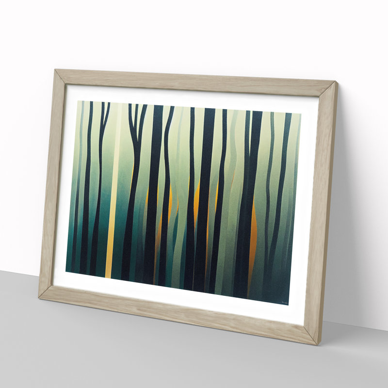 Abstract Forest View - Single Picture Frame Print, Oak, 25cm H x 34cm W x 2cm D