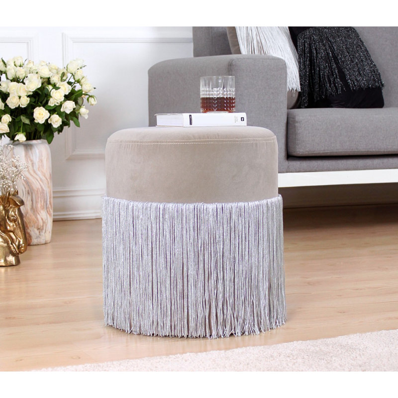 Almore 45cm Wide Round Solid Colour Pouffe Ottoman, Grey