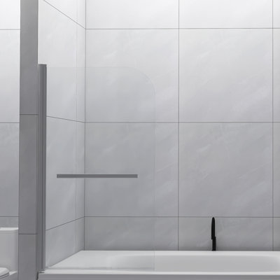 Grande porte moustiquaire de baignoire 31 * 55 po, porte à 180 degrés avec verre trempé transparent, poignée en acier inoxydable antirouille, joints inférieurs à fuite d'eau, panneau de verre pré-assemblé de 31 po x 55 po, 304 0,24 po