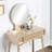 Gold Wood Vanity By - Stylish With Solid Construction And Storage Contemporary Stool , Features Round Mirror-1571547871