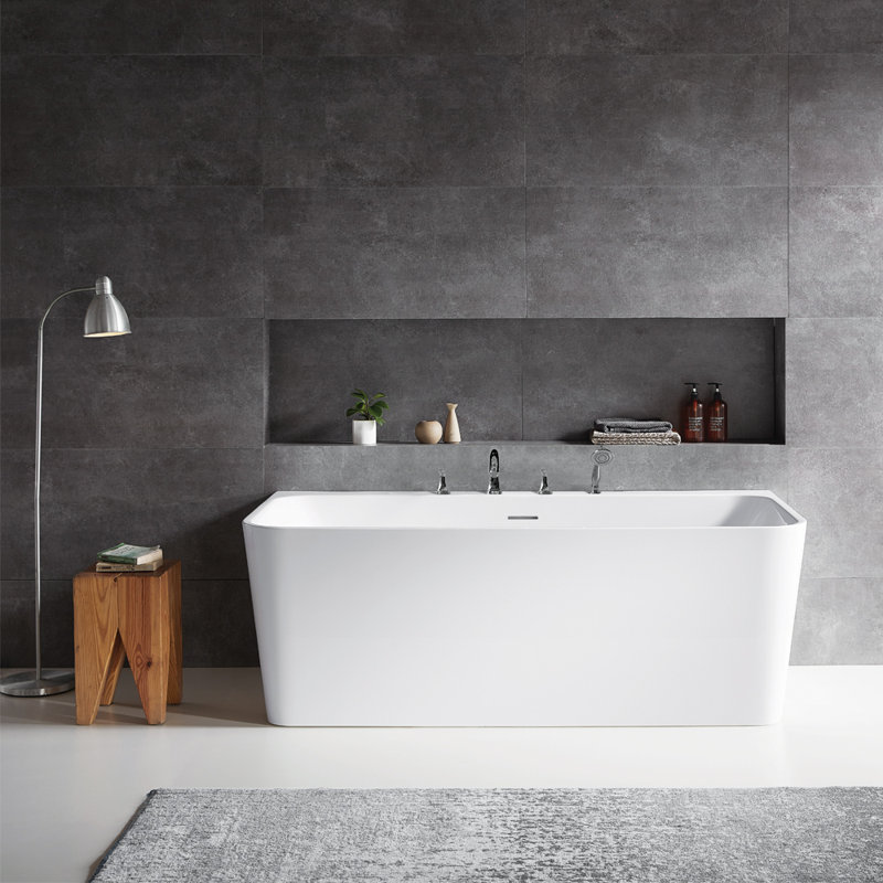 Dashiel 67'' White Acrylic Freestanding Soaking Bathtub
