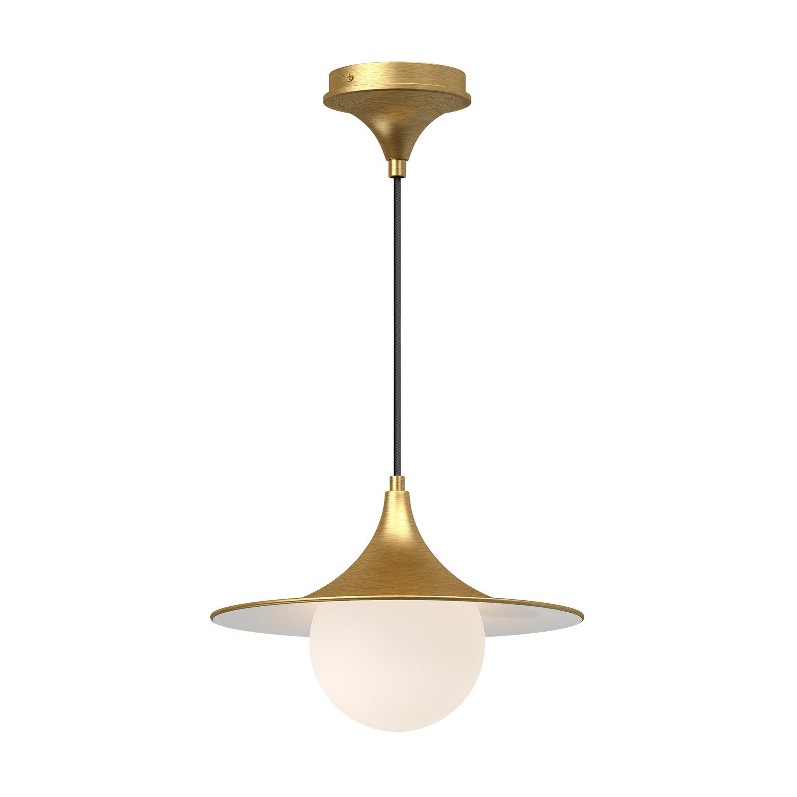 Hermit Single Light Glass Pendant, Brushed Gold/Opal Matte Glass, 83.75" H x 12.5" W x 12.5" D