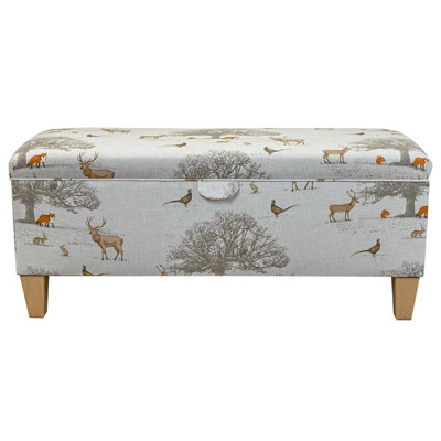 Cotton Upholstered Storage Bench