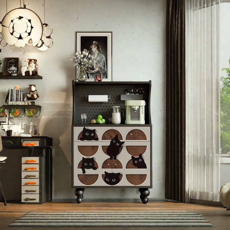 Armoire d'appoint moderne et multifonctionnelle, Noir, noir, noir, noir