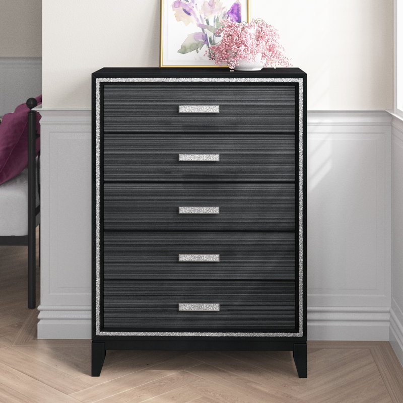 Festus 5 Drawer 35" W Chest, Weathered Black