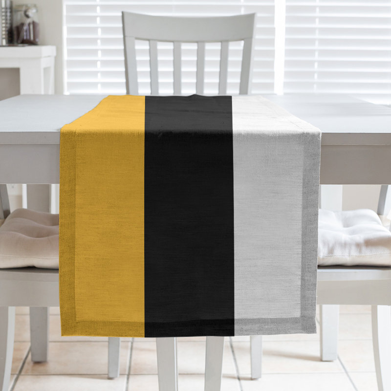 Los Angeles LA Basketball Table Runner, 72" L x 16" W, Gold/Black/White, Poly Twill