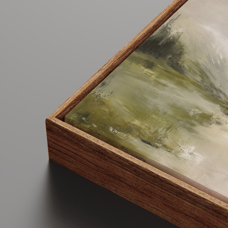 «Soft Green Valley and River Mist Abstract Landscape», reproduction d'art encadrée, H 24 po x l 36 po, Naturel
