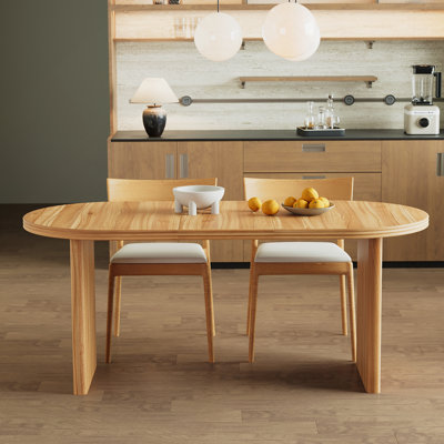 Table de salle à manger avec rallonges amovibles de 55,12 à 78,26 po de style moderne Mid-Century convenant aux salles à manger, aux cuisines et aux salons, noyer naturel