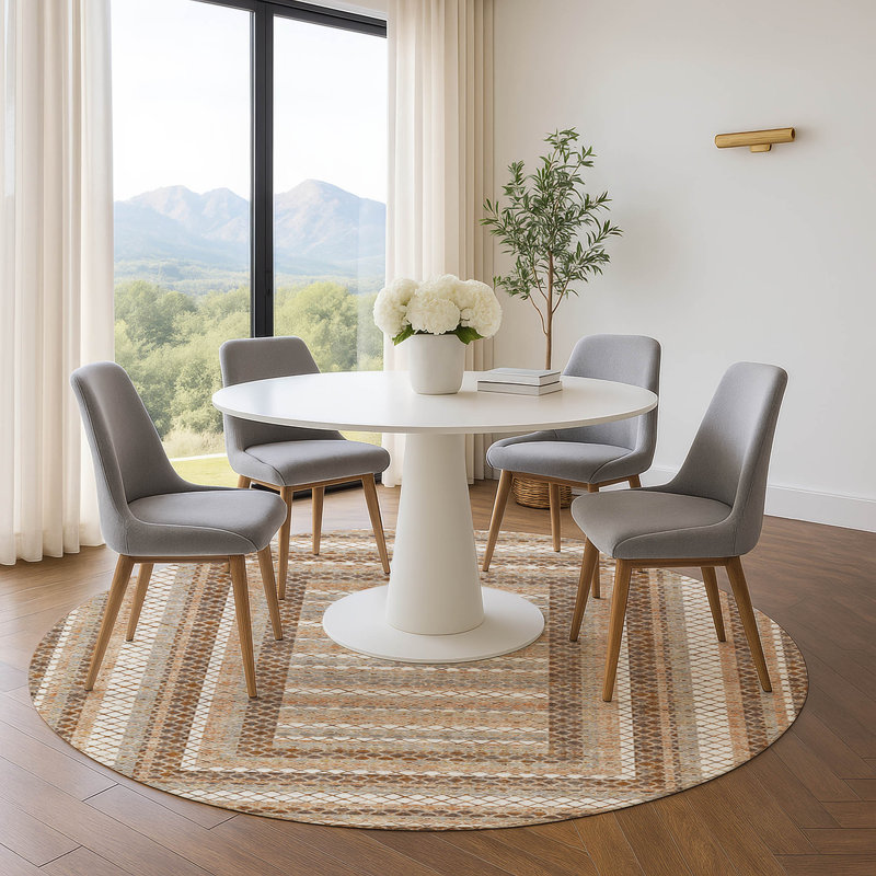 Premium Machine Washable Ariel Geometric Rug, Round 8'