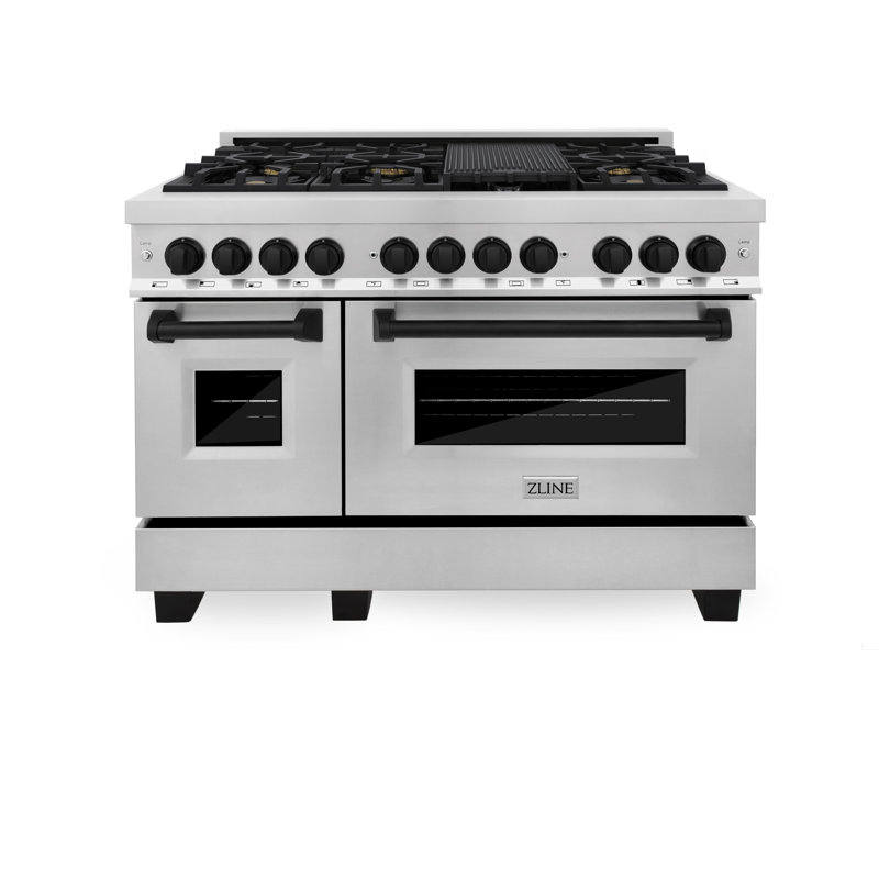 ZLINE Autograph 48" Legacy Dual Fuel Range w/ 7 Burners & Accents, Matte Black Stainless Steel