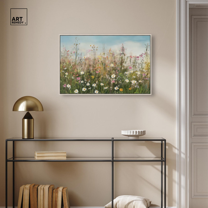 Art mural sur toile, "Glimmering Glade Garden I" par Art Remedy, H 11 po x l 16 po, Argent argent, Cadre flottant