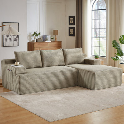 L-Shaped Cloud Sectional Sofa With Deep Seating, No Assembly Needed, Modular Sleeper For Living Room And Apartment Use.