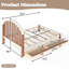 Lit plateforme double avec tiroir de rangement, structure de lit simple en bois avec tête de lit ronde, aucun sommier nécessaire, beige et naturel profond-133481190-133481192