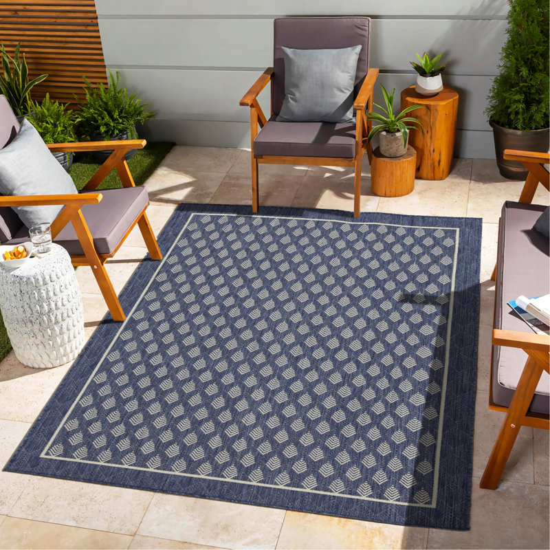 Blue Indoor/Outdoor Area Rug, Rectangle 7'10" x 10'3"