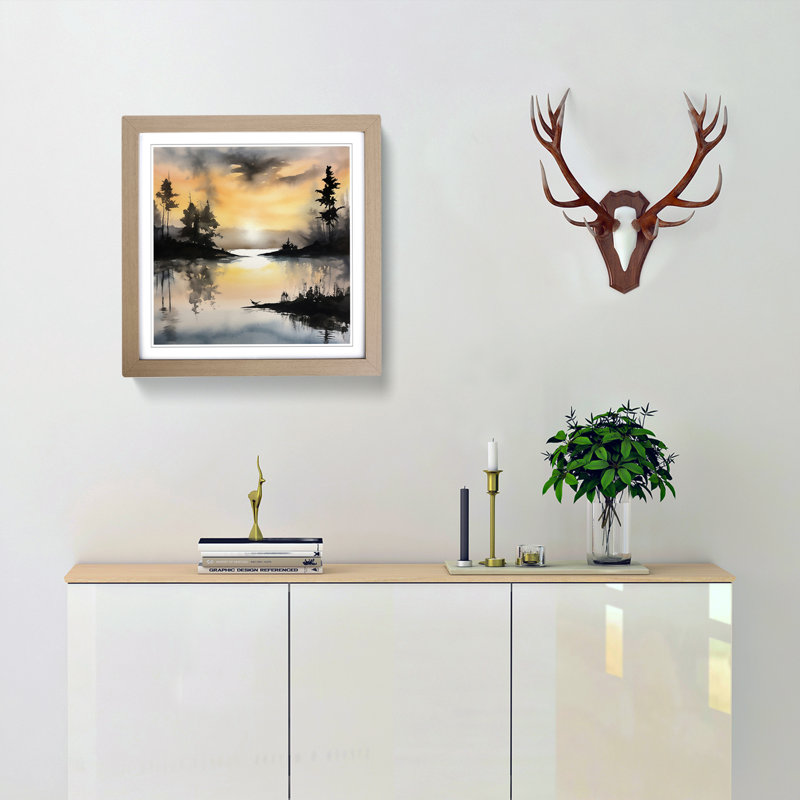 Sunrise Ink Wash No.7 - Framed Print, Oak