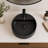16" Black Solid Surface Round Vessel Bathroom Sink with Faucet Hole