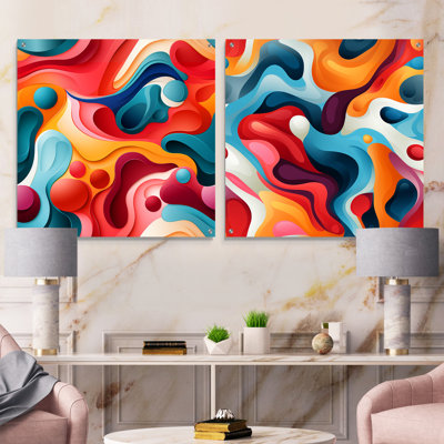 Ensemble de 2 art mural en verre coloré Popart Playful Mirage I